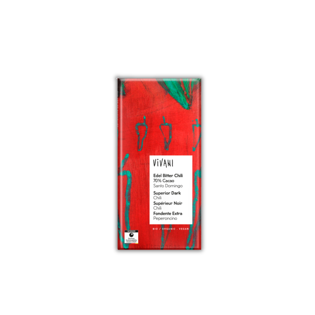 Chocolate Negro Chili 70% Cacao BIO, 80 g - Vivani