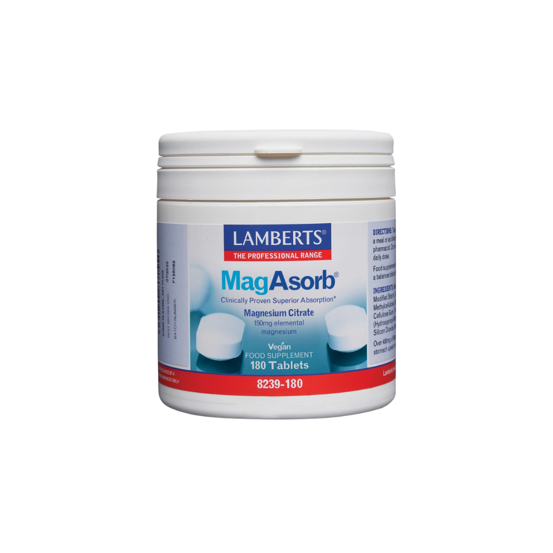 MagAsorb, Citrato de Magnesio, 180 tablets - Lamberts
