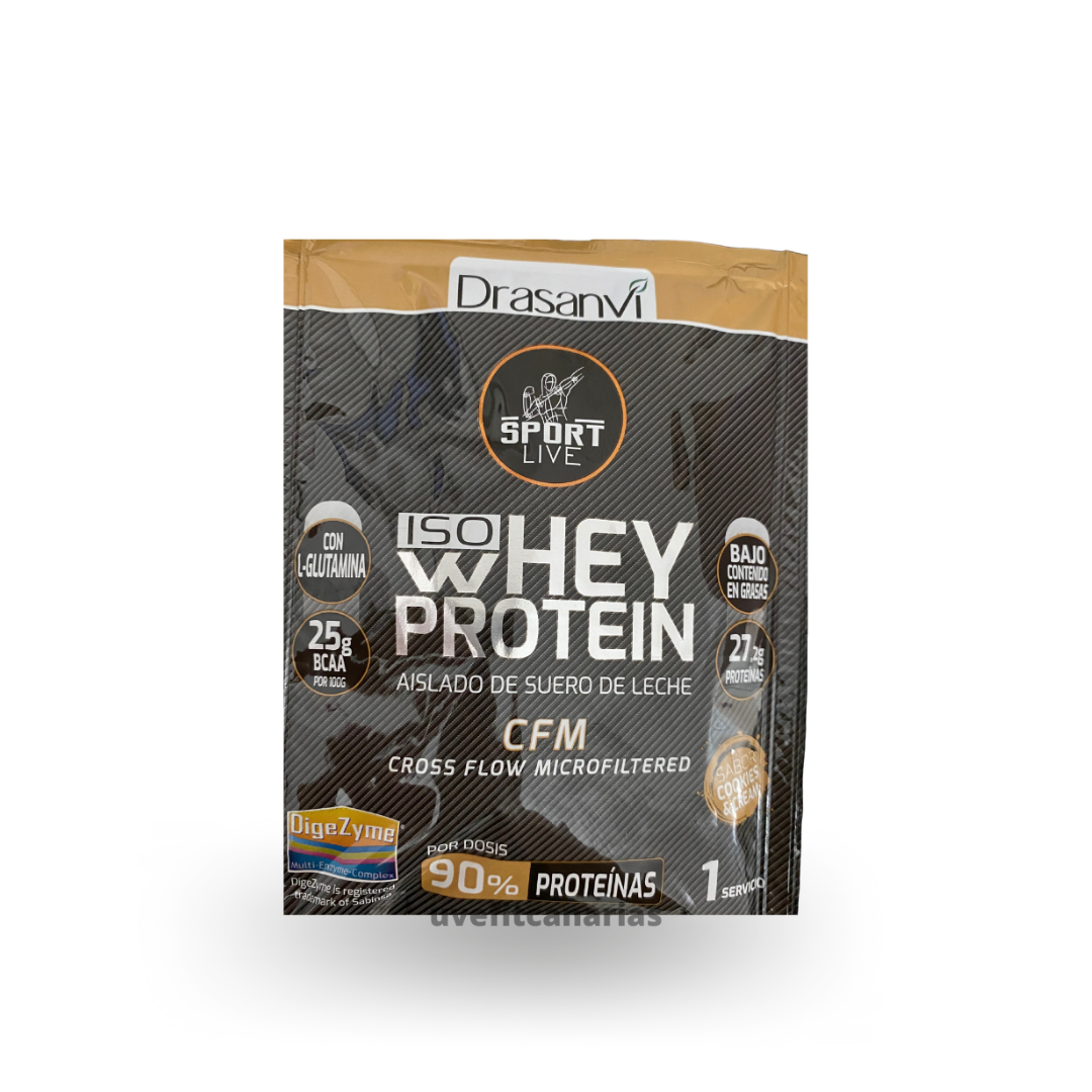 Monodosis proteína iso whey, cookies and cream, 30g - Drasanvi