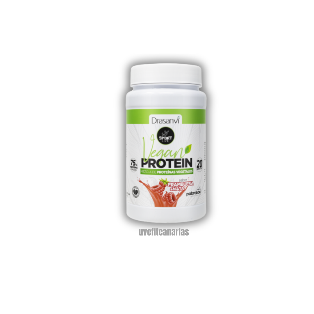 Proteína Vegana, Frambuesa y Nata, 600g - Drasanvi