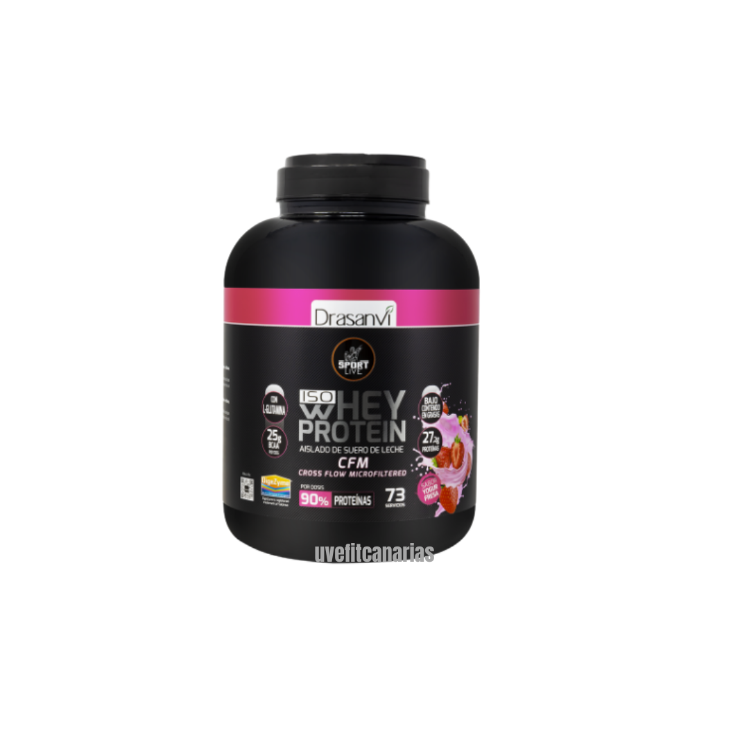 Proteína IsoWhey, Yogur fresa, 2.2 kg - Drasanvi