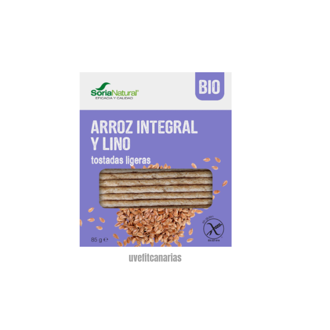 Tostadas ligeras de arroz integral y lino, 85gr - Soria Natural