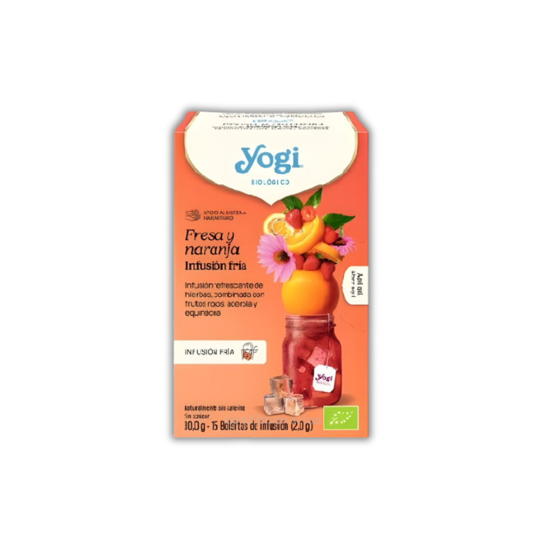 Infusión Fría, Fresa y Naranja, 15 bolsitas - Yogi Tea
