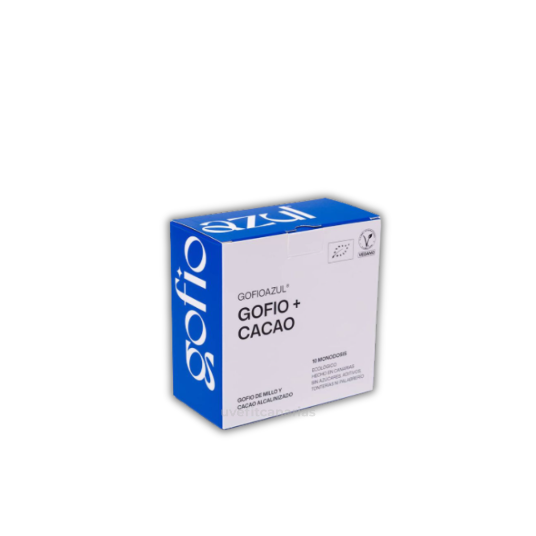 Caja 10 Monodosis Gofio + cacao, 20gr - Gofio Azul
