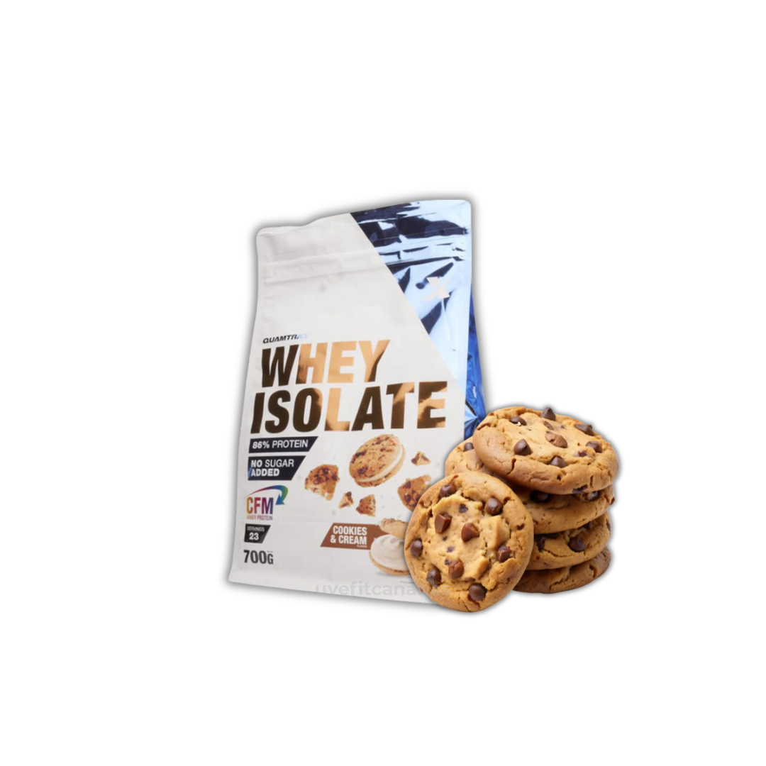 Proteína Whey Isolate, Cookies and Cream, 700gr - Quamtrax