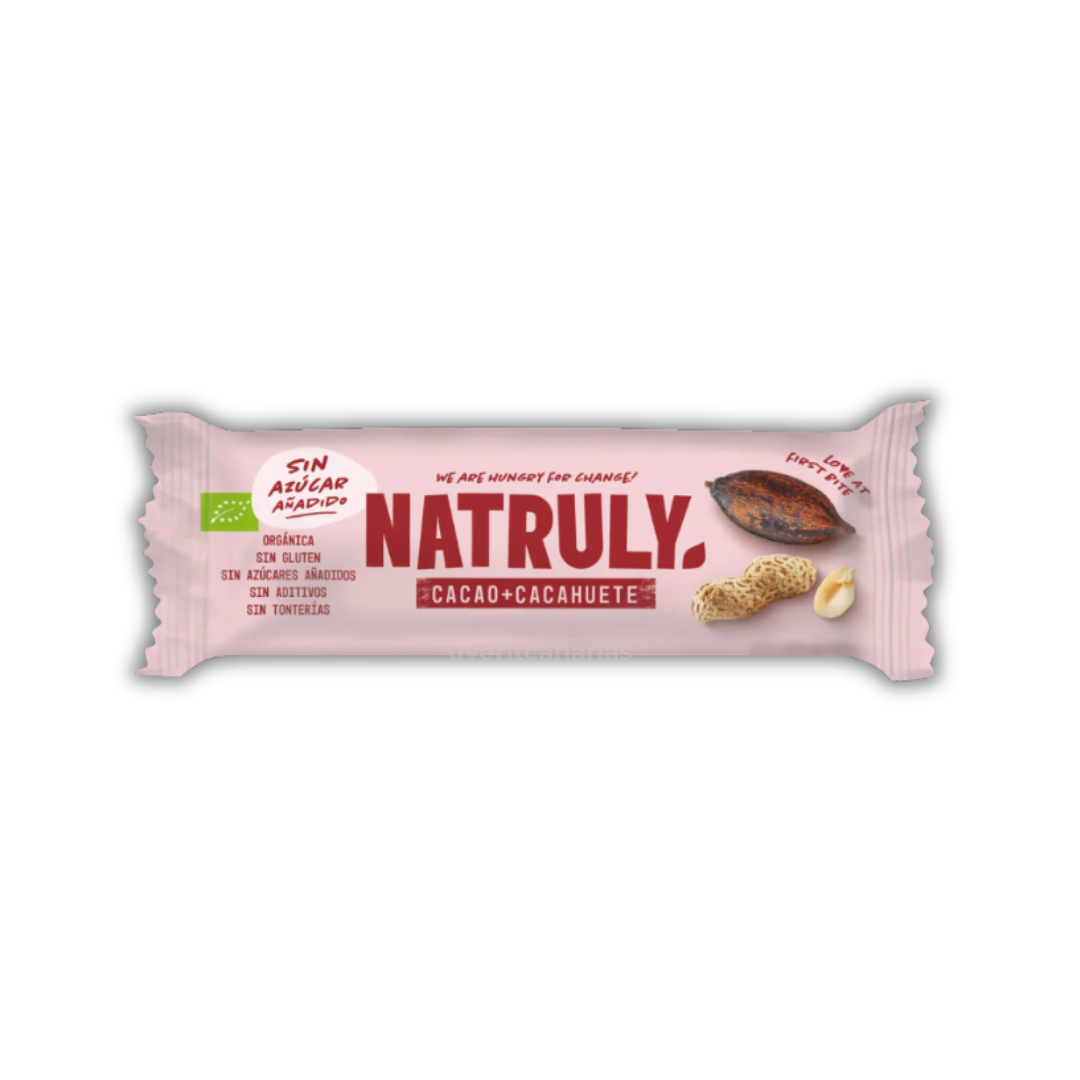 Barrita Raw de Cacao y Cacahuete, BIO, 40g - Natruly