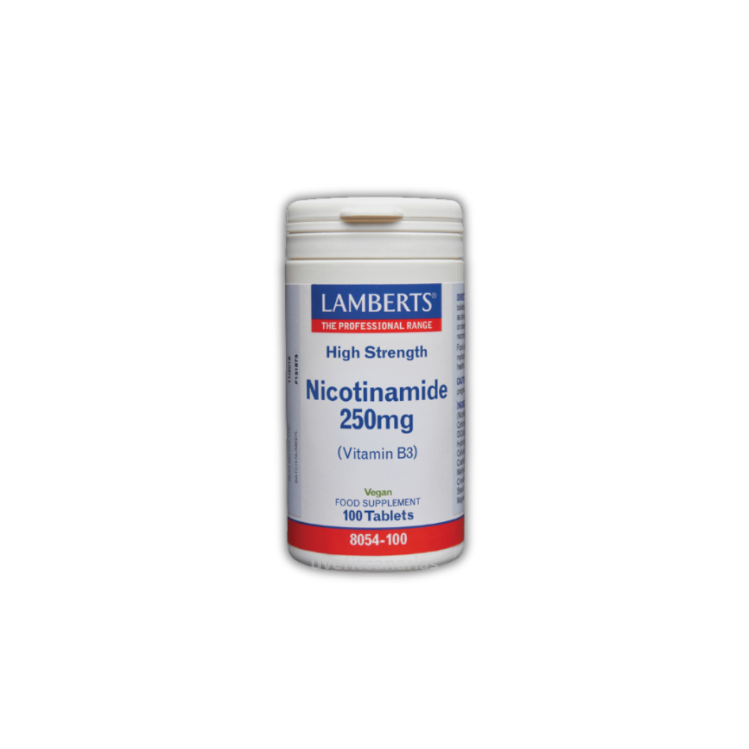 Niacina como Nicotinamida o Vitamina B3 250 mg, 100tablets - Lamberts