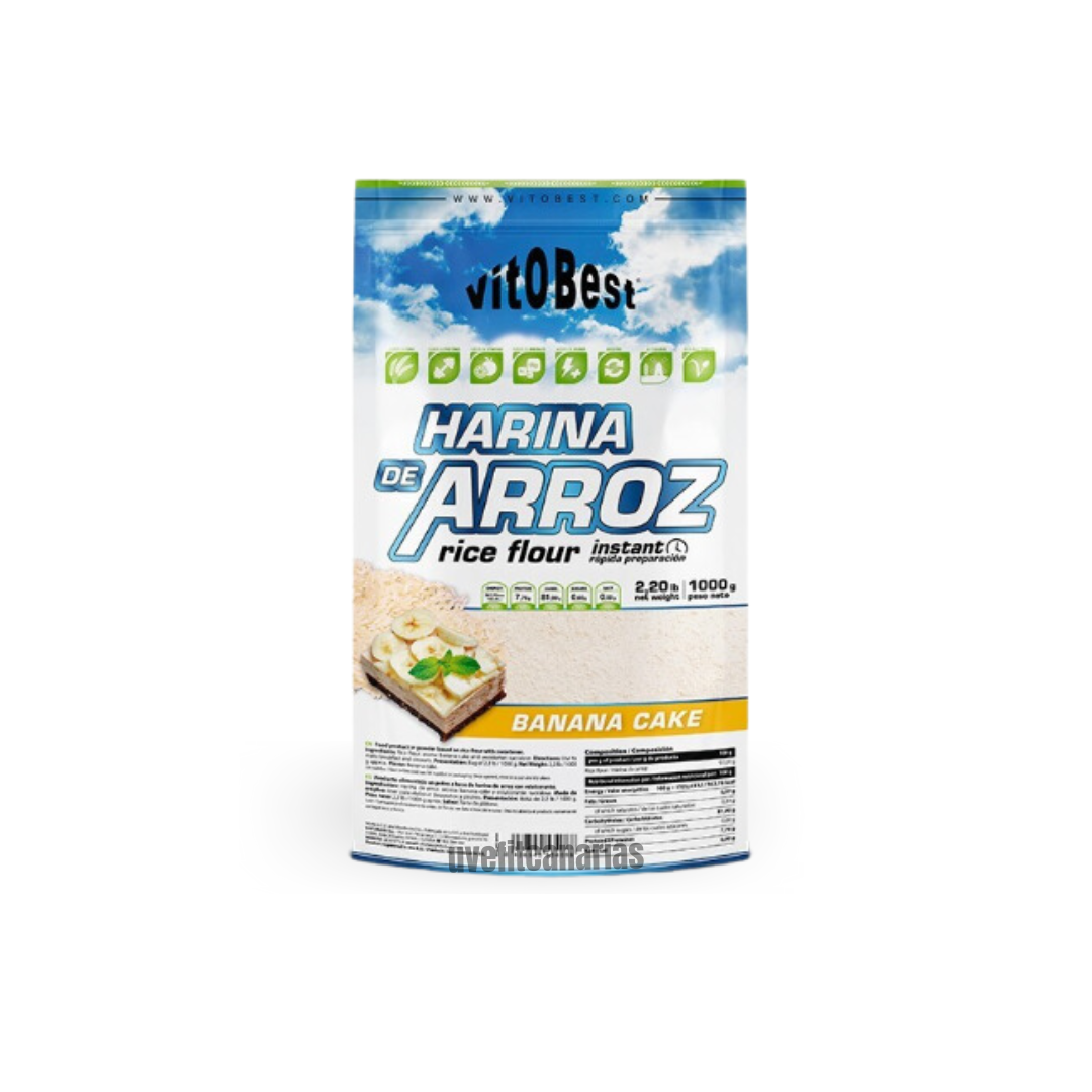 Harina de arroz, tarta de plátano, 1kg - VitoBest