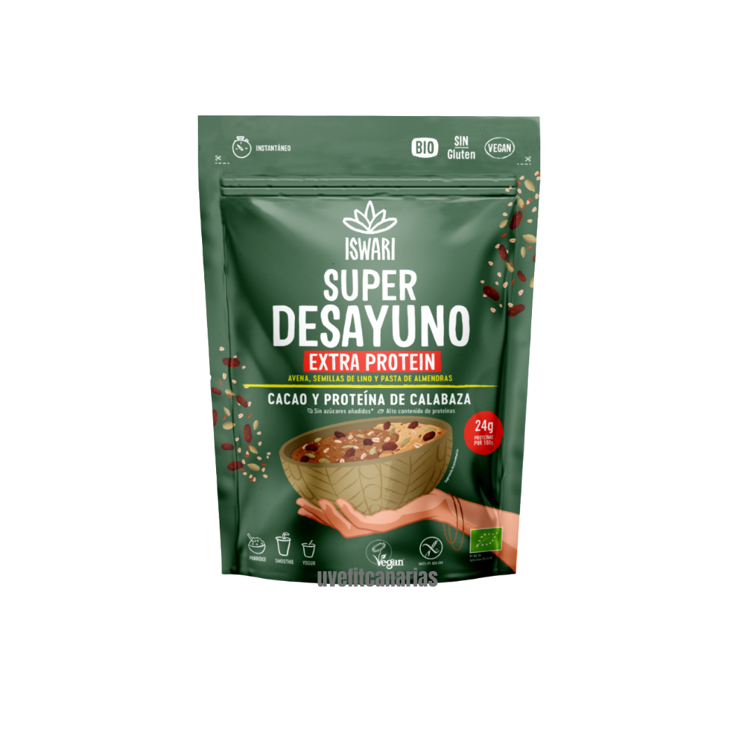 Súper desayuno, Cacao y Proteína de Calabaza, 360gr - Iswari