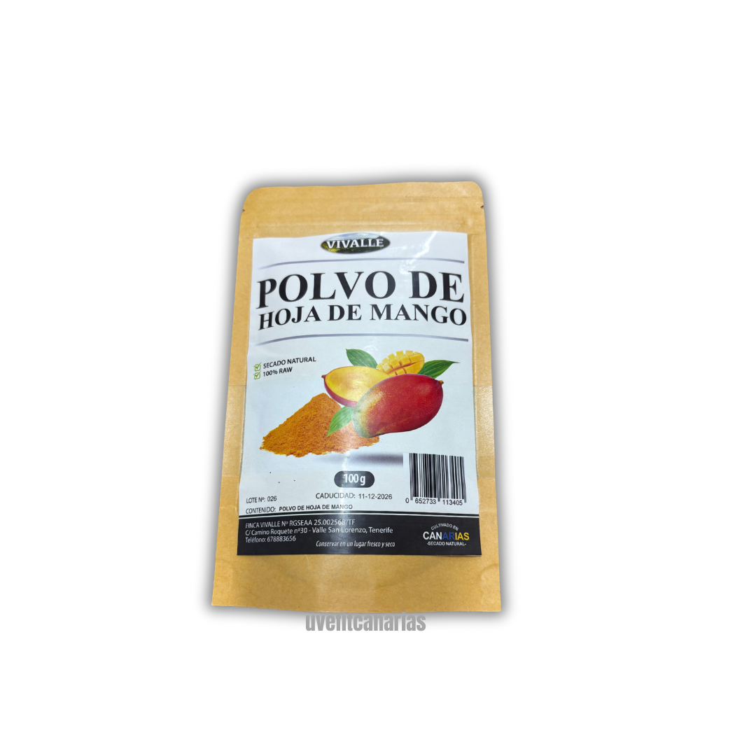 Polvo de Hojas de Mango, 100gr - Vivalle