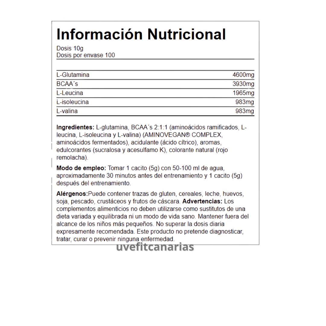 BCAA + Glutamina Cereza, 500gr - Quamtrax