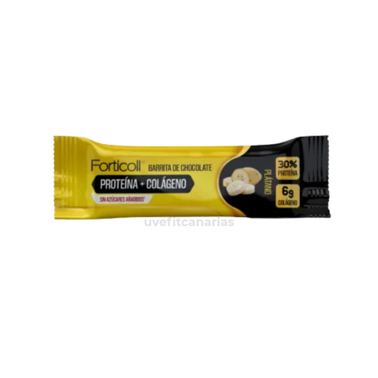 Barrita de Proteína + colágeno, Plátano y Chocolate, 50 g - Forticoll

