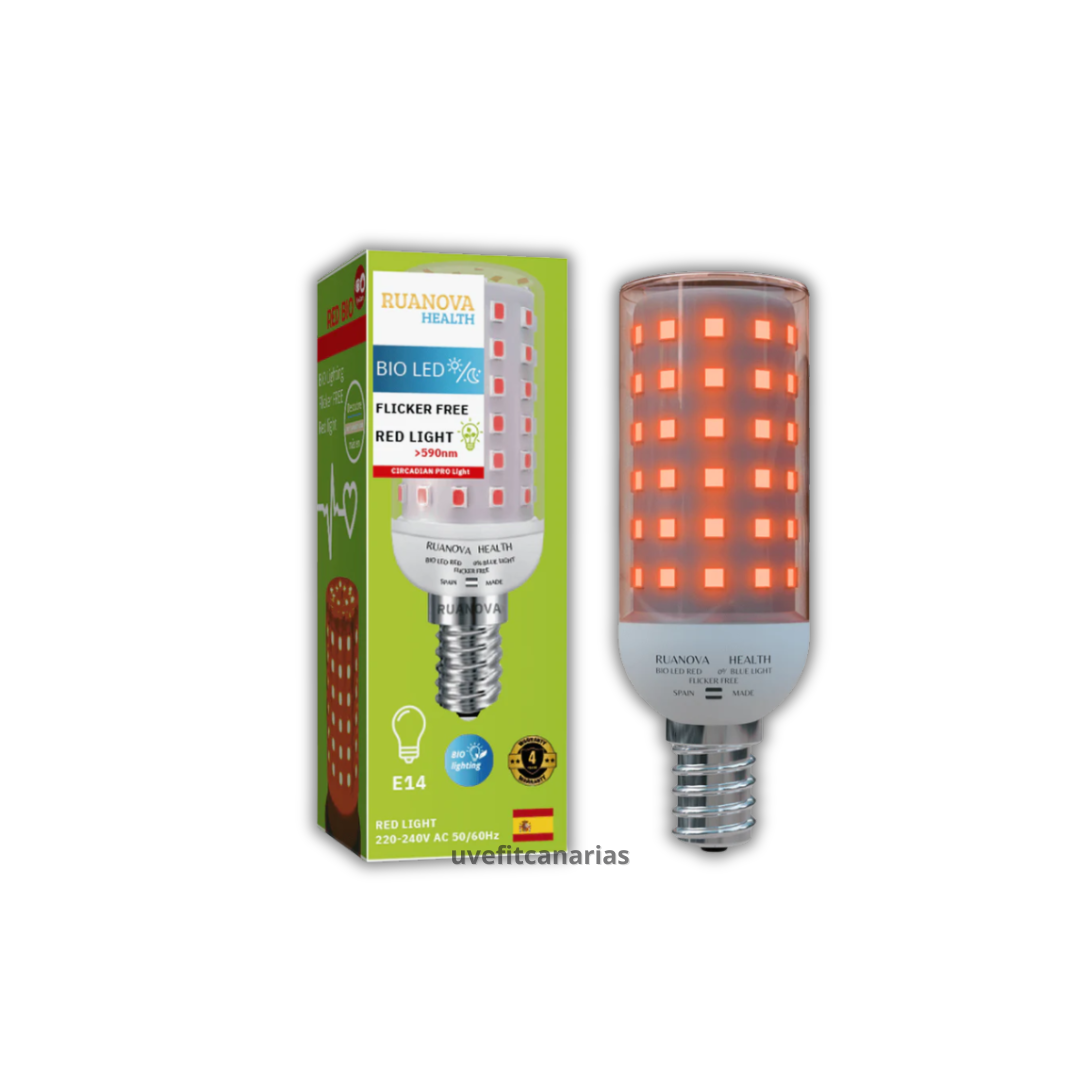 Bombilla BIO LED Luz Roja Flicker FREE - E14 -Ruanova Health