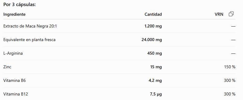 Maca negra Complex, 120 cápsulas - Nutralie