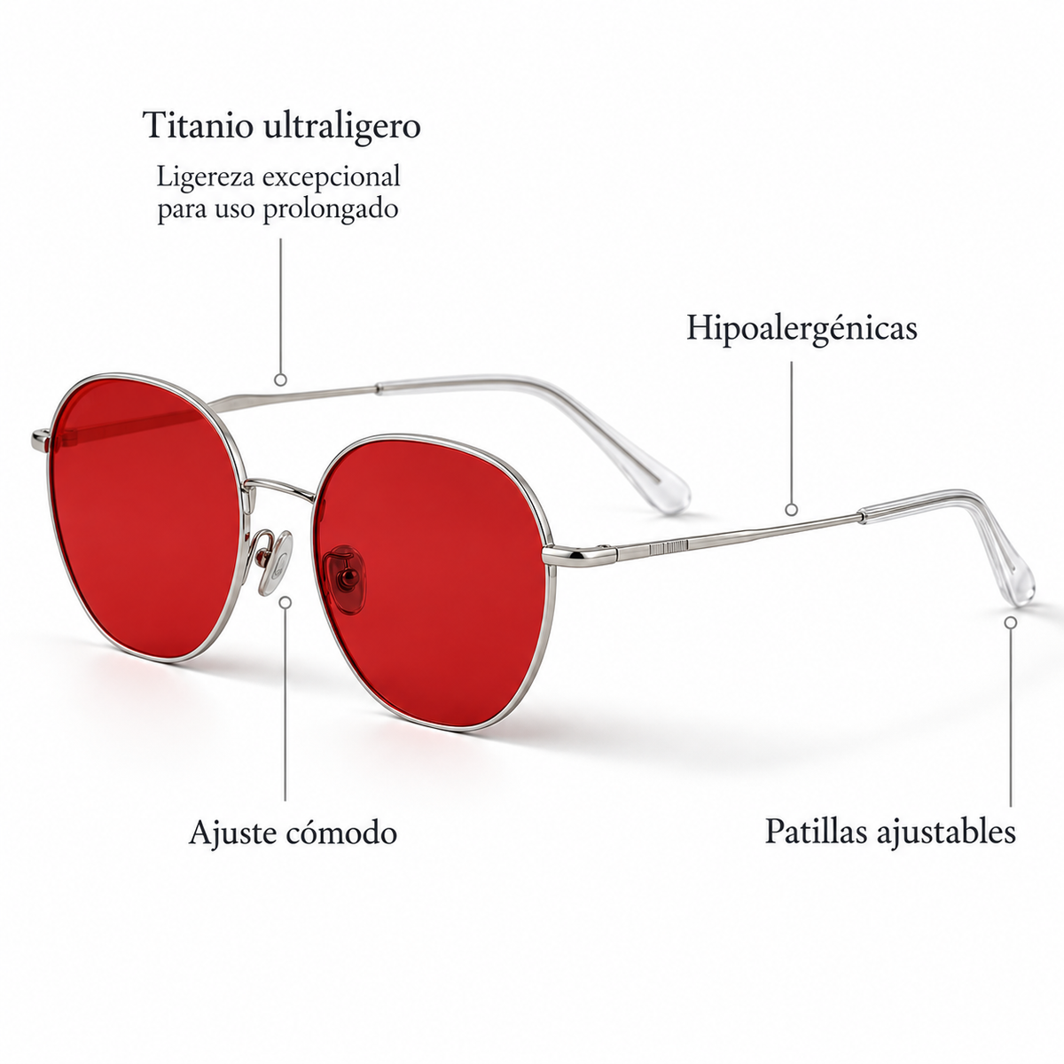 Gafas Rojas Titanio Bloqueo Luz Azul - Ruanova Health