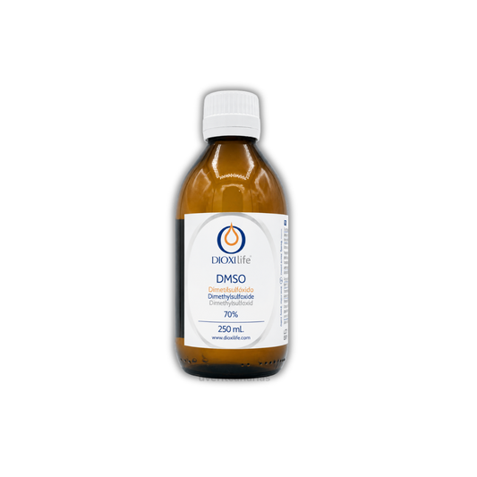 (DMSO) Dimetilsulfóxido, tapón obturador 70%, 250 ml, cristal - DioxiLife