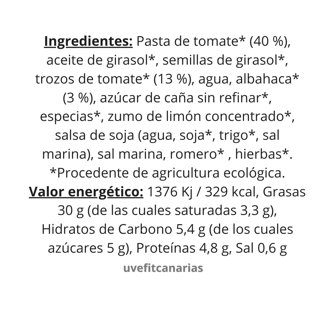 Ingredientes Paté untable de tomate y albahaca, 180g - Carlota