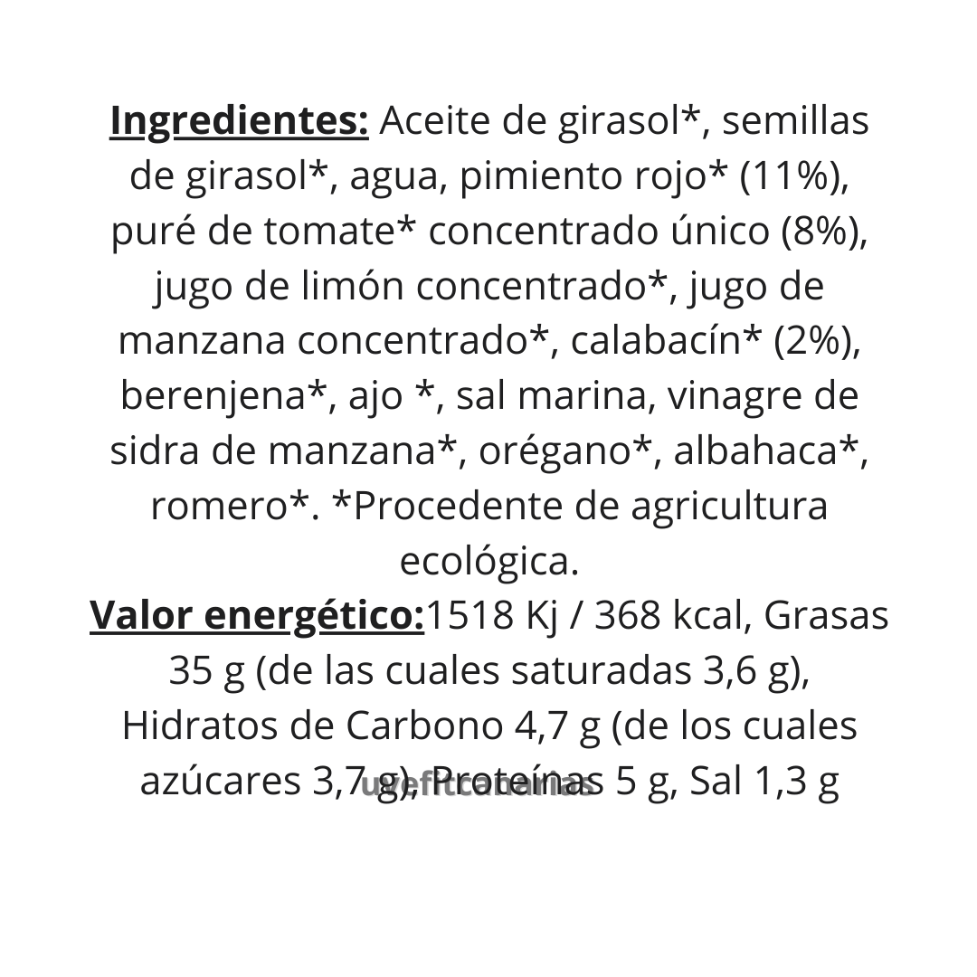 Ingredientes Paté untable de verduras estilo toscana, 180g - Carlota