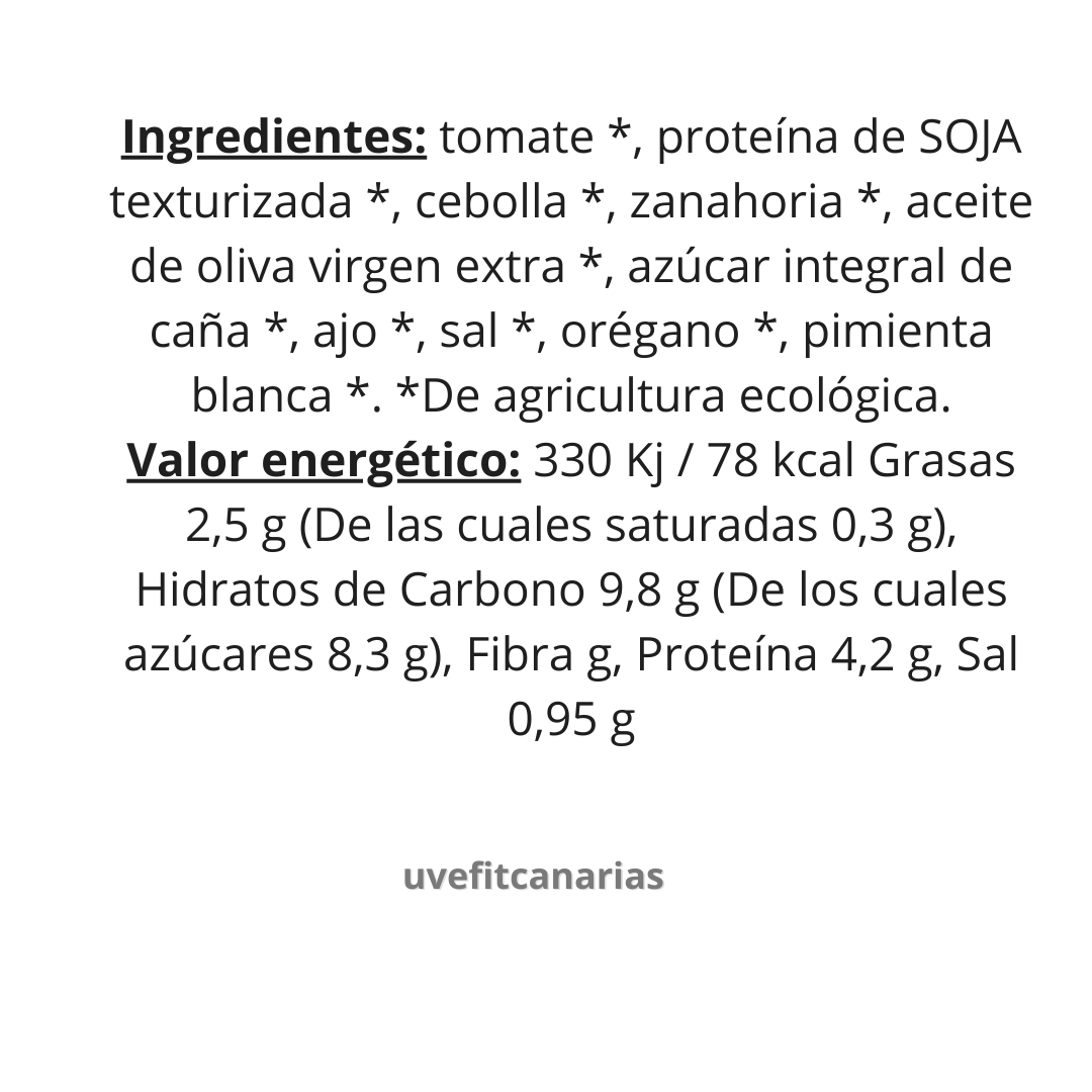 Ingredientes Salsa Boloñesa Vegana Carlota