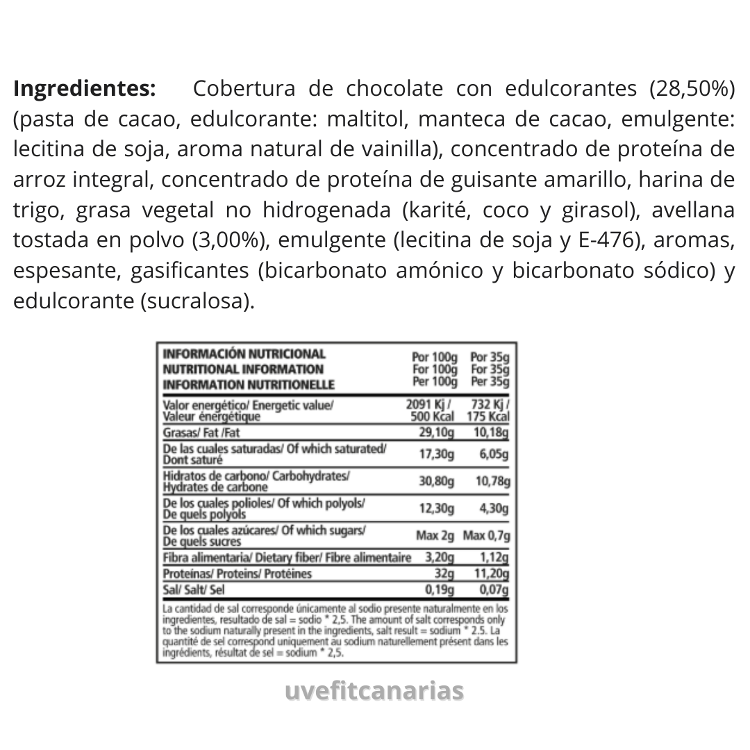 Barrita de proteína vegana, chocolate con avellana - PWD
