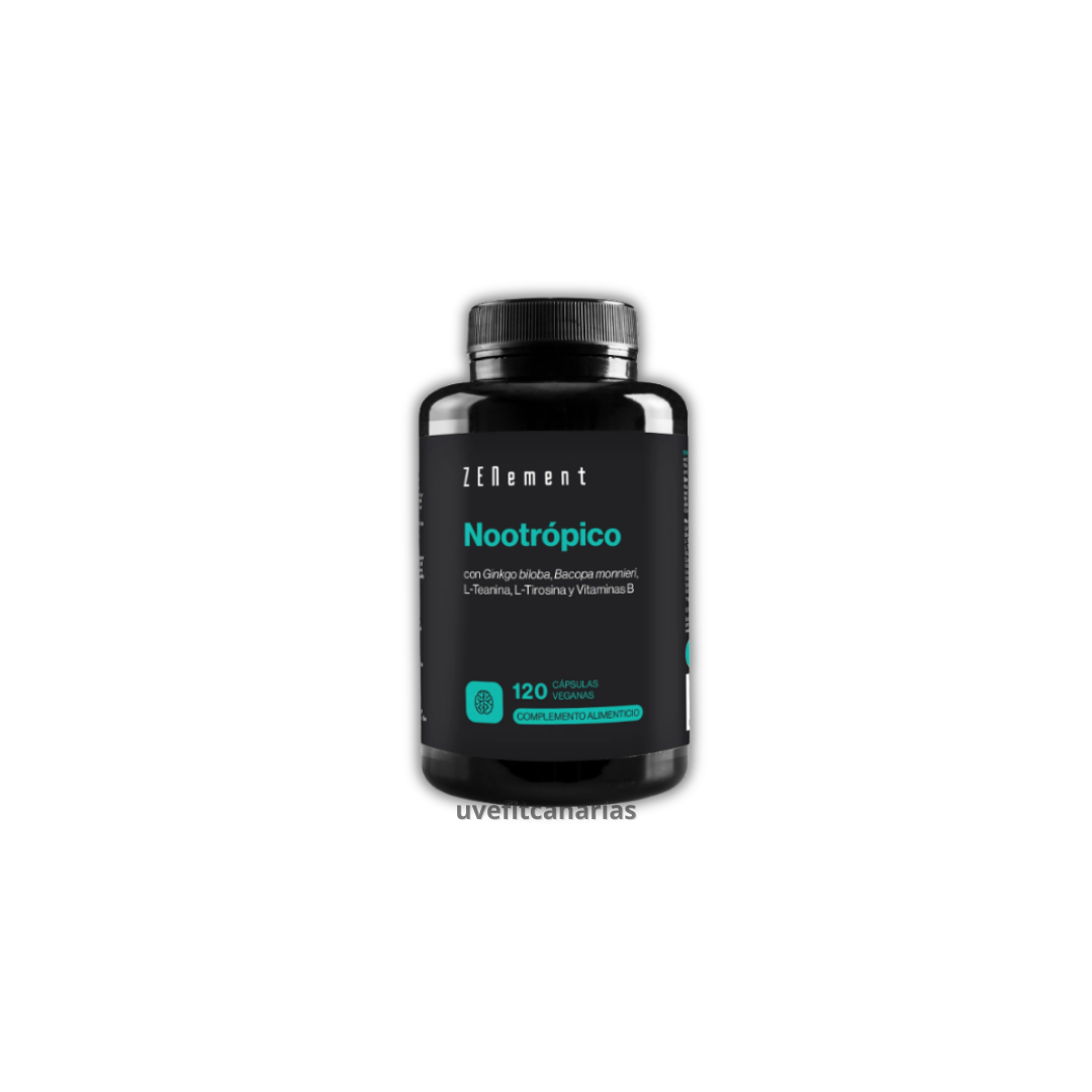 Nootrópico con Ginkgo biloba, Bacopa monnieri, L-Teanina, L-Tirosina y Vitaminas B, 120 Cápsulas - Zenement