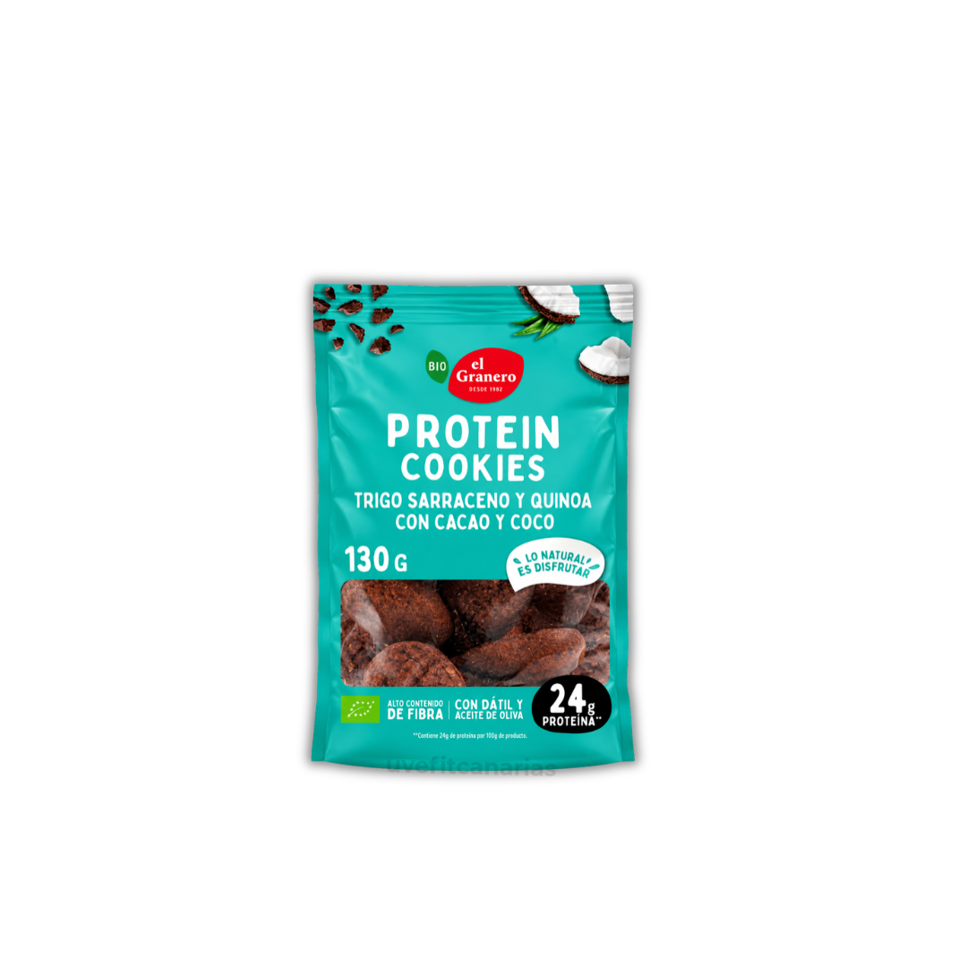 Protein Mini Cookie, Trigo Sarraceno y Quinoa con Cacao y Coco, 130gr - El Granero