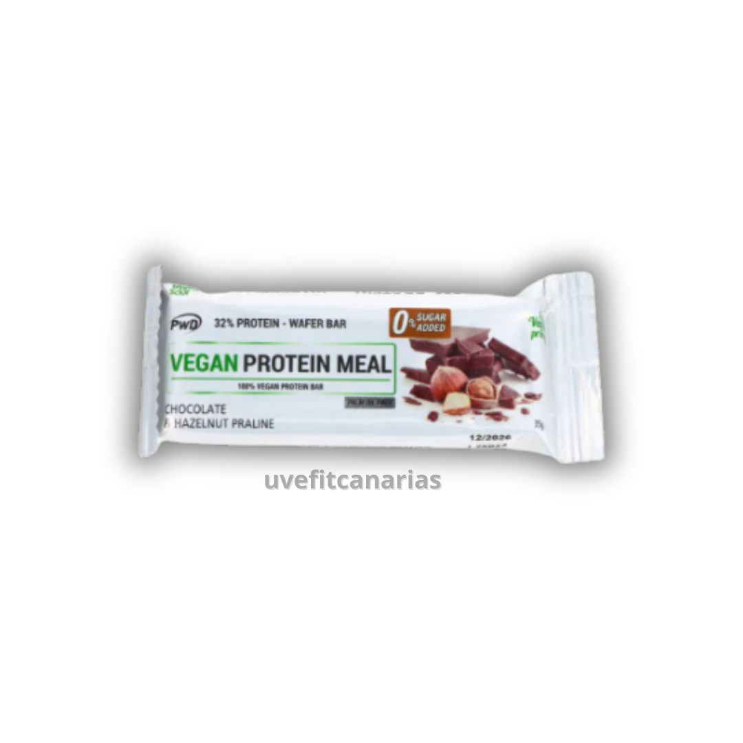 Barrita de proteína vegana PWD sabor chocolate con avellana