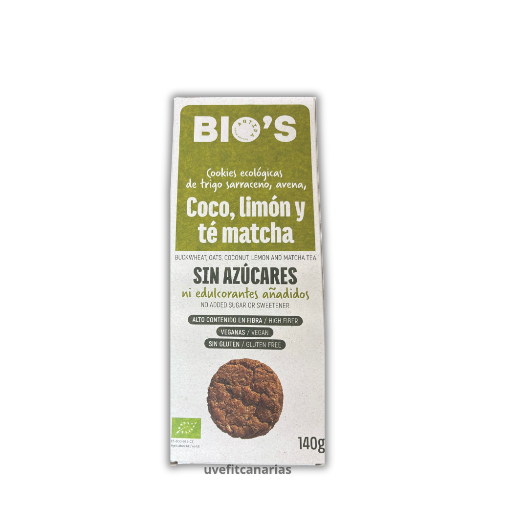 Cookies Ecológicas de Tripo sarraceno, avena, coco, limón y Té Matcha, 140gr - Artipa