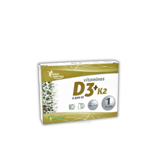Vitaminas D3 + K2,  60 cápsulas - Pinisan