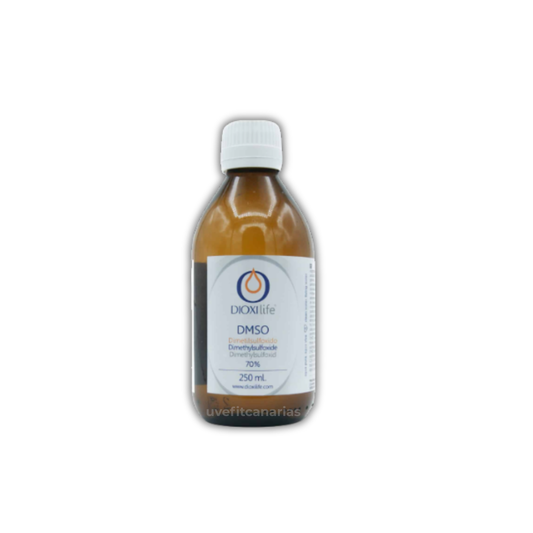 (DMSO) Dimetilsulfóxido, tapón obturador 70%, 250 ml, cristal - DioxiLife