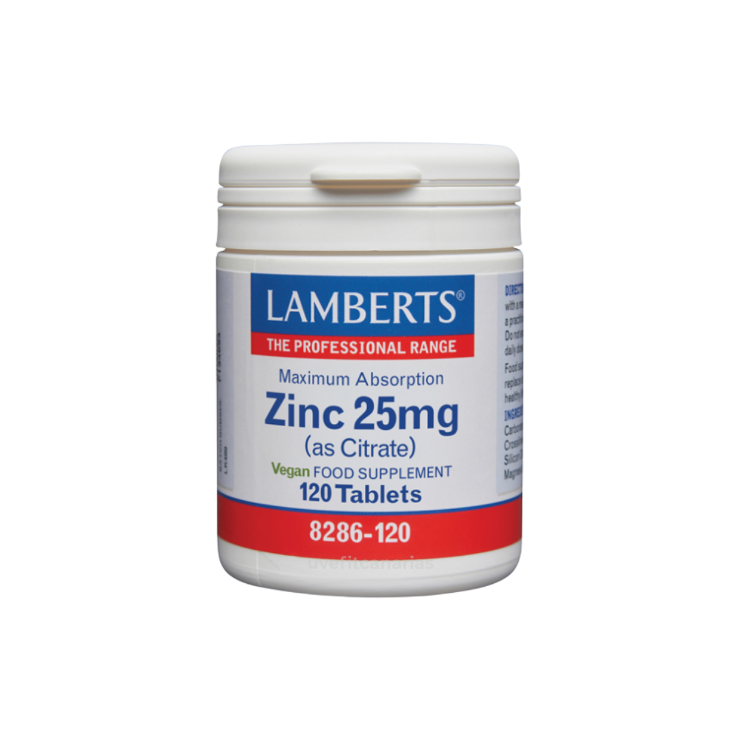 Zinc 25 mg, Máxima Absorción, 120 tablets  - Lamberts