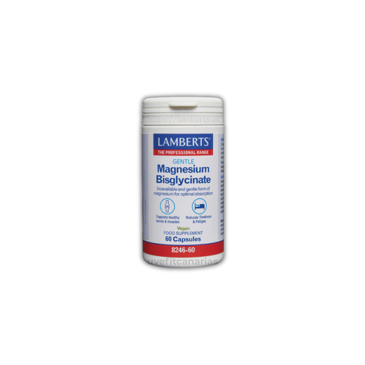 Magnesio Bisglicinato, 150 mg, Alta Absorción, 60 Cápsulas - Lamberts