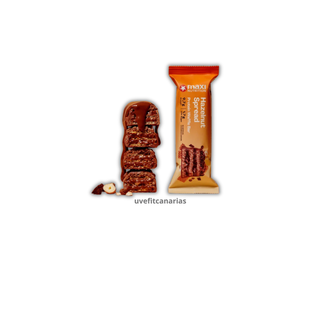 Barra de proteína tipo waffle con crema de avellanas - Maxinutrition