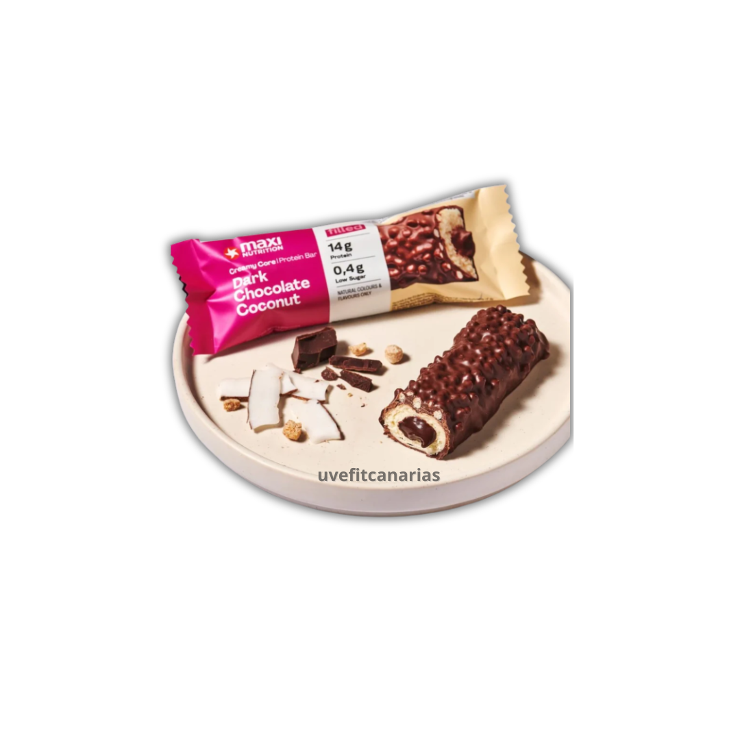 Barra de proteína chocolate dark y coco - Maxinutrition